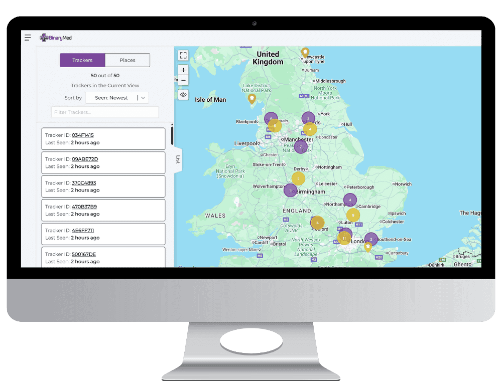 Binary cloud on a computer screen, tracking samples
